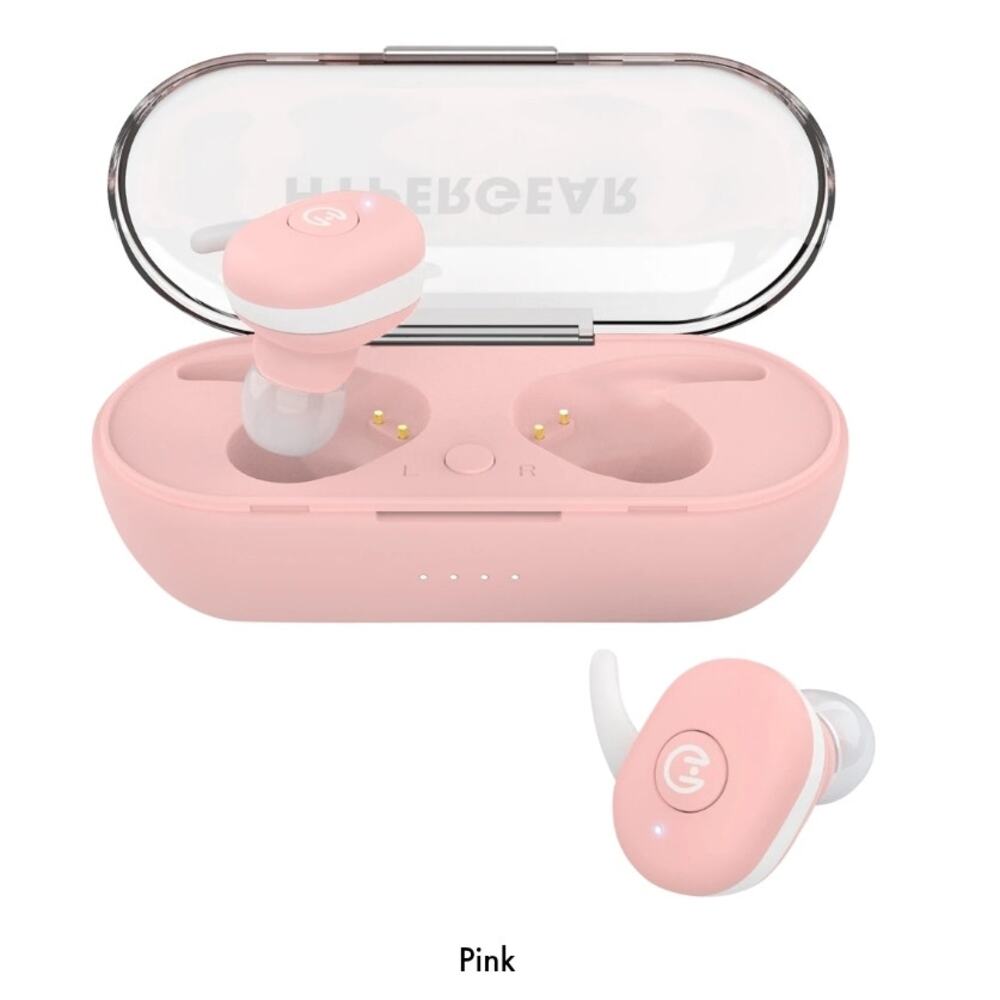 TRUE WIRELESS EARBUDS BLUETOOTH ACTIVE USB-C HYPERGEAR PINK WATERPROOF WITH CASE